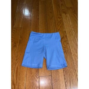 90 Degree by Reflex Girls Light Blue Interlock Lane 6 Inch Bike Shorts Size 7-8